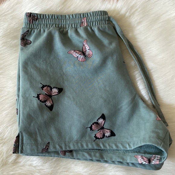 Belle Du Jour Green Drawstring Butterfly Print Shorts XL - Picture 4 of 6